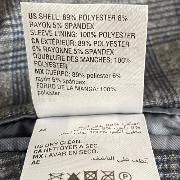 Bar III Men's 40 Long Blazer Slim Fit Stretch Grey & Blue Check NEW - Picture 9 of 11